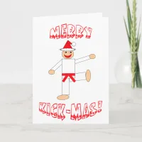 Martial Arts Red Belt Merry Kick-Mas Christmas Holiday Card