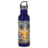 Magical Mosaic Tropical Ocean Sunset Stainless Steel Water Bottle