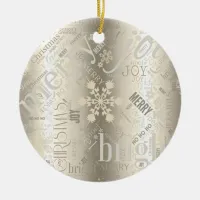 Christmas Text and Snowflake Pattern ID257 Ceramic Ornament
