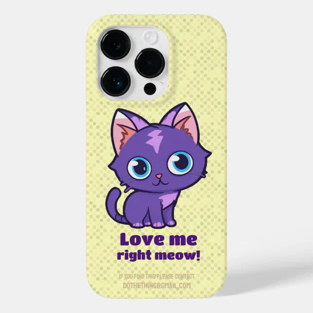 Purple Anime Cat Vector Art Yellow Case-Mate iPhone 14 Pro Case