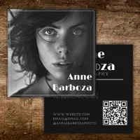 Minimalist Modern Professional Photo QR Code Square Business Card