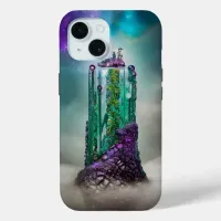 Cosmic Gemstone and Glass \|/ Universe AI Art iPhone 15 Case