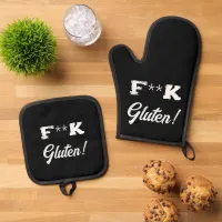 Celiac Joke, Hate Gluten Funny Oven Mitt & Pot Holder Set