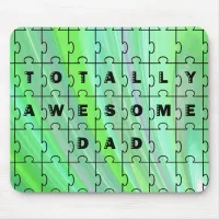 Totally Awesome Dad Puzzle Green Mouse Pad