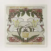 White Lily: Vintage Inspired Design  Jigsaw Puzzle