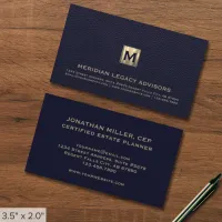 Blue Professional Luxury Initial Logo Business Card