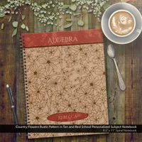 Country Flowers Tan Red School Subject Name Notebook