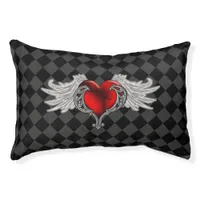 Goth Heart with Angel Wings Small Pet Bed