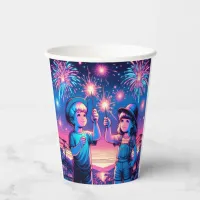 Children Holding up Fireworks on July 4th Paper Cups