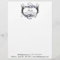 purple, black and white Chic Business letterheads Letterhead