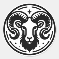 Horoscope Sign Aries Ram Symbol   Classic Round Sticker