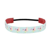 Delicate Pink Butterfly in Pastel Rainbow Colors Athletic Headband