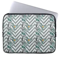 Zigzag Bird & Flower Pattern Laptop Sleeve