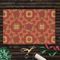 Red Green Elegant Classy Vintage Baroque Pattern  Tissue Paper