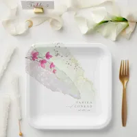 Wildflower Wedding Watercolor Paint Str Fsia ID954 Paper Plates