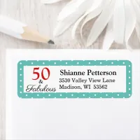 Elegant 50 & Fabulous 50th Birthday Teal Address Label