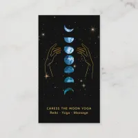 *~* Caress Moon Blue Teal Phases + Hands Star Business Card