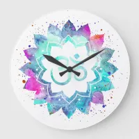 *~* Flower Lotus OM AUM Symbol Watercolor  Mandala Large Clock