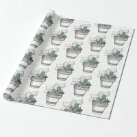 Potted Succulent Houseplant Wrapping Paper