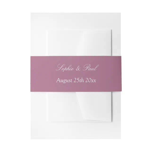 Mauve Wedding Invitation Belly Band