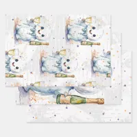 Whimsical Ghost with Champagne  Wrapping Paper Sheets