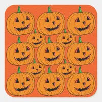 Happy Jack o Lantern Cartoon Pattern Square Sticker