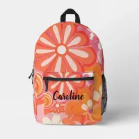 Retro Groovy Vintage Personalized Name Printed Backpack