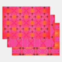 Cute Girly Orange and Pink Wrapping Paper Sheets