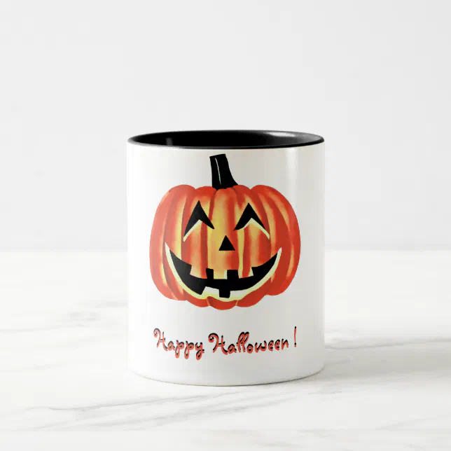 Citrouille d’Halloween souriante  Two-Tone Coffee Mug