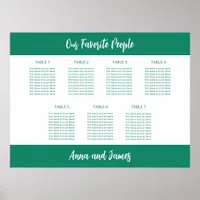 Emerald White 7 Table Seating Chart Poster