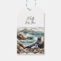 Wildlife Animal Mother and Baby Seal Coastal Gift Tags