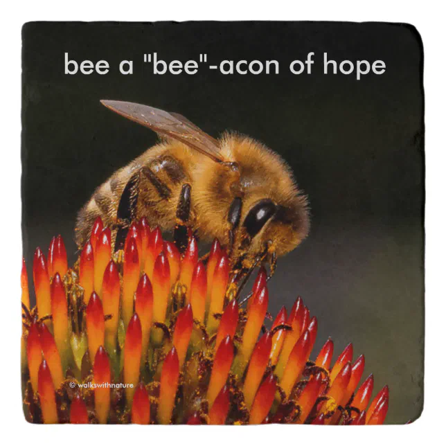 Be a "Bee"acon Beacon of Hope Bee on Echinacea Trivet