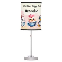 Wild One Happy Fun Woodland Animals Watercolor Table Lamp