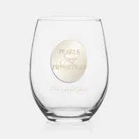 Trendy Ampersand Pearls & Prosecco Bridal Shower Stemless Wine Glass