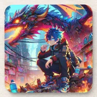Anime Boy and Dragon in a Dystopian World