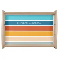 Modern Retro Sunset Stripes Personalized  Serving Tray