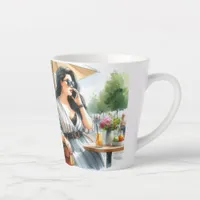 Woman at a Cafe Gift Latte Mug