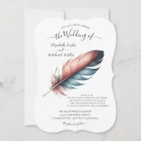 Whispers of Grace Feathered Elegance Minimalism Invitation