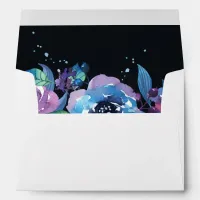Deep Blue Purple Moody Twilight Floral Wedding Envelope