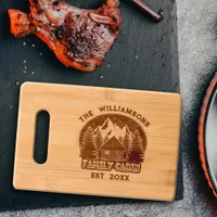 Rustic Wood Family Cabin Reunion Country Name  Cutting Board