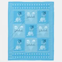 Cute Baby Zebra and Hearts with Custom Name Fleece Blanket