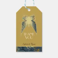 Art Deco Butterfly Gold Blue "Thank You" Gift Tags