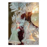 Pretty Christmas Card with Two Angels Blowing Kiss