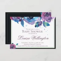 Elegant Blue Purple Twilight Floral Baby Shower Invitation