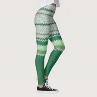 Leggings - Crochet Stripes in Green