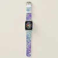 Cute Doodle Flowers On A Rustic Wood Apple Watch Band