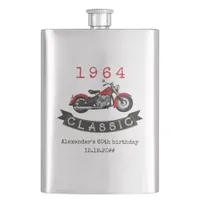 Any Age Vintage Classic Motorcycle Biker Birthday Flask