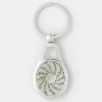 Keychain (metal) - Green Spiral on White