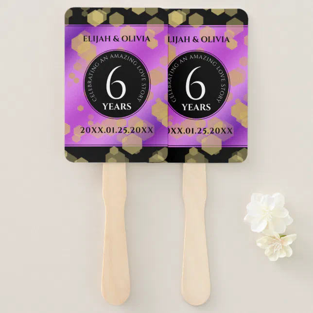 Elegant 6th Amethyst Wedding Anniversary Hand Fan