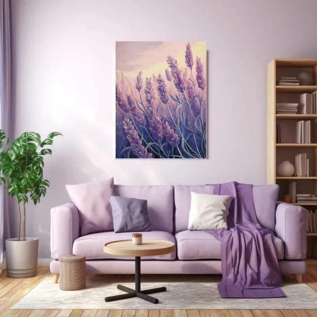 Lavender Plant Field Watercolor  Canvas Print